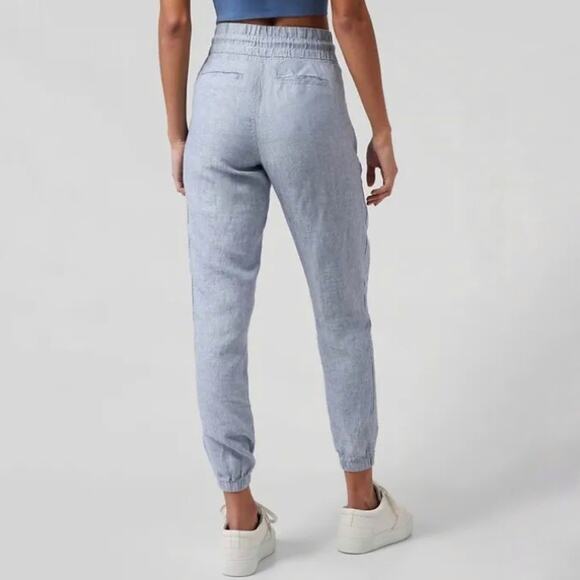Athleta Cabo Linen Jogger 530642-00 Chambray Blue Size 16 - Picture 2 of 6